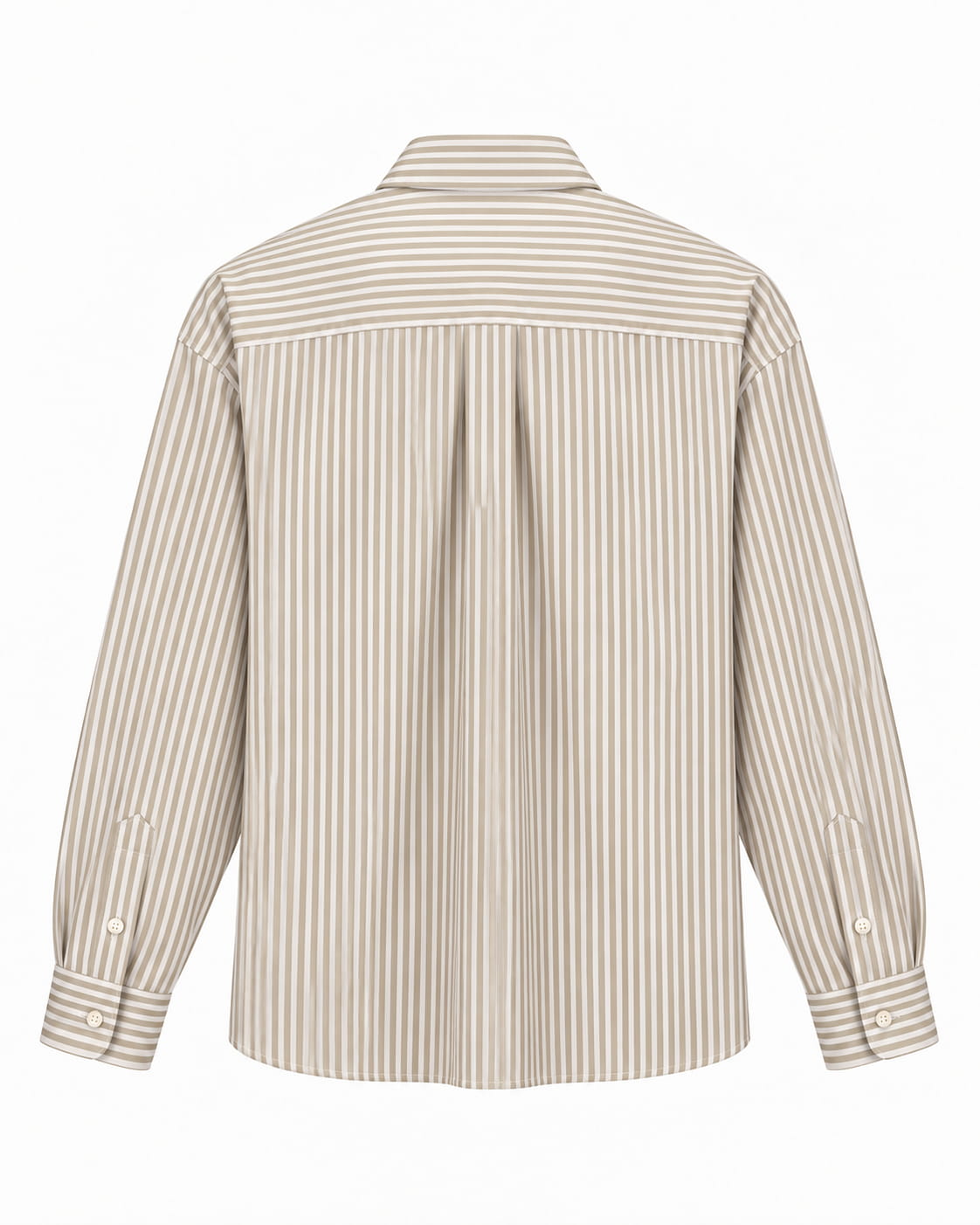 White and beige striped oversized shirt in cotton poplin, Lebrun Paris