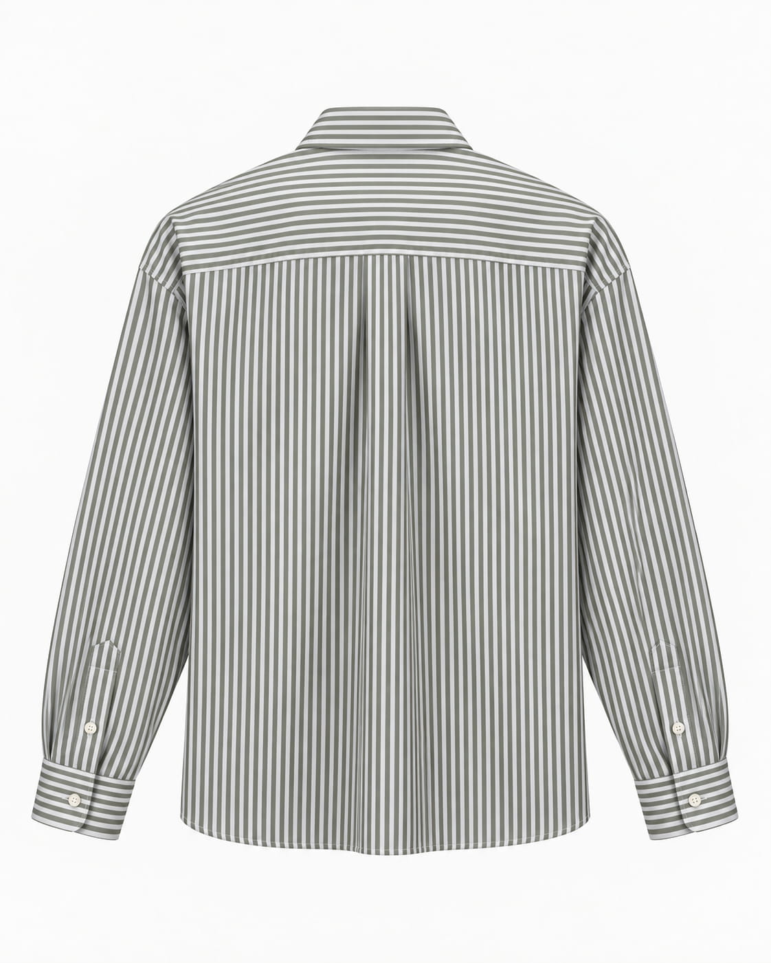 Chemise oversize blanche à rayures kaki Lebrun Paris, vue de dos