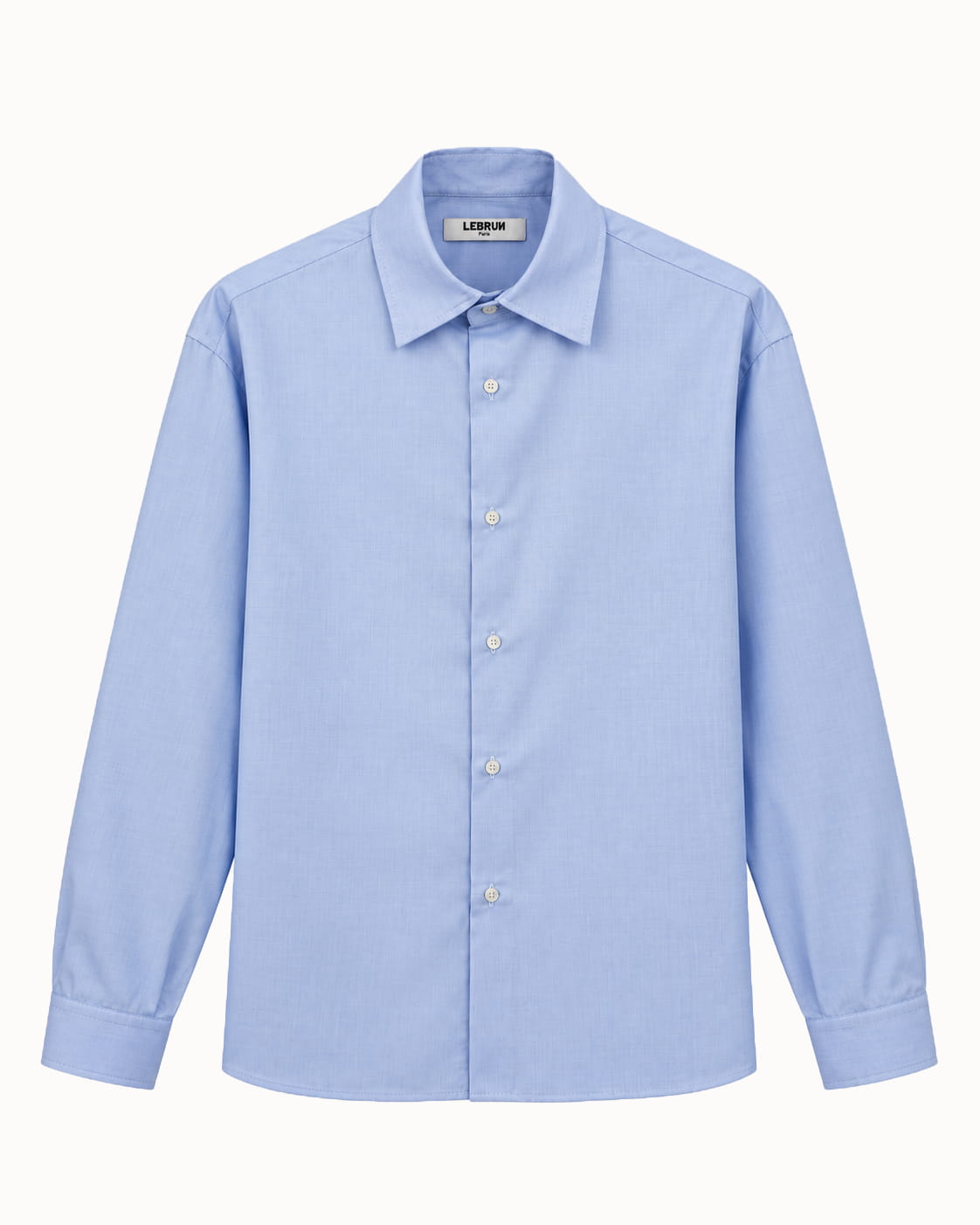 Chemise oversize bleu clair en popeline Lebrun Paris, vue de face