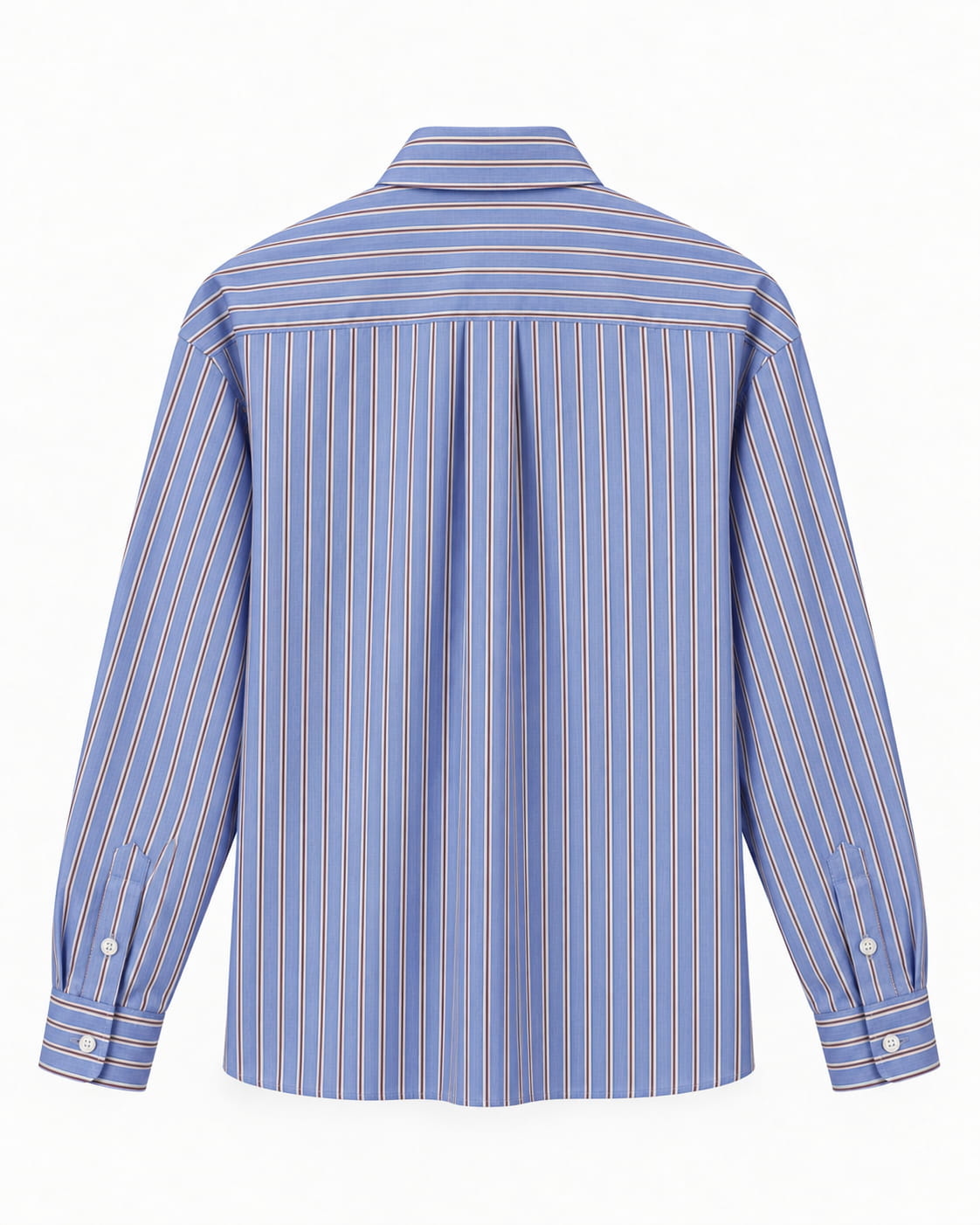 Chemise oversize bleue à rayures bordeaux et blanches Lebrun Paris, vue de dos