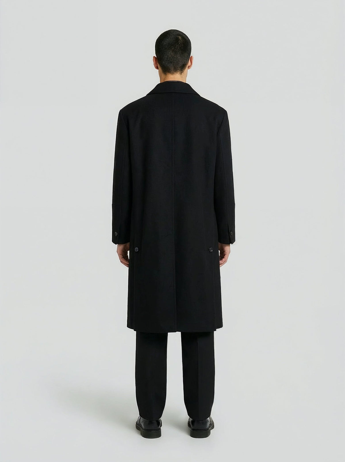 男士黑色羊毛开士米大衣,Lebrun Paris,Made in France