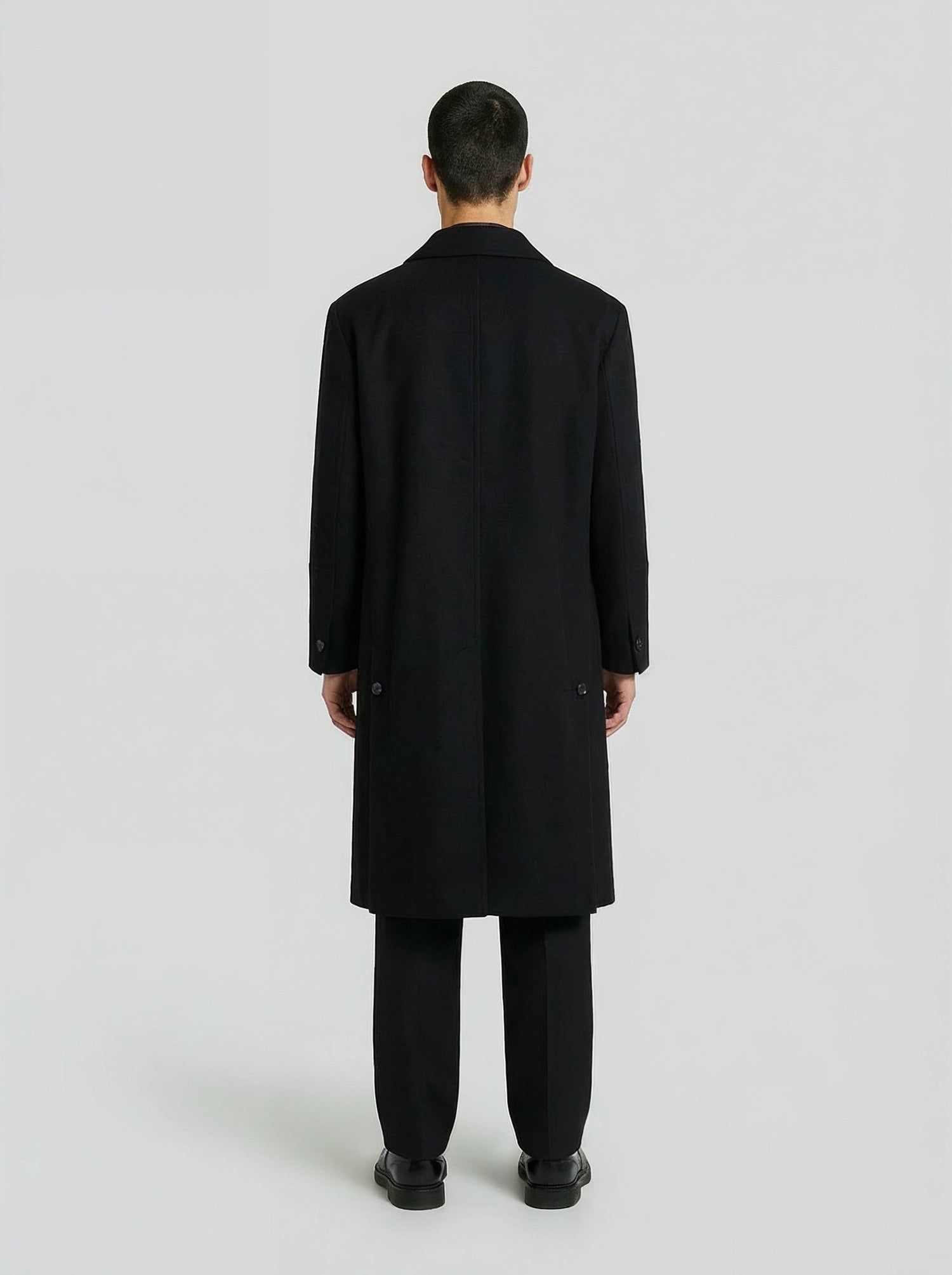 Cappotto in lana e cashmere nero uomo, Lebrun Paris, Made in France