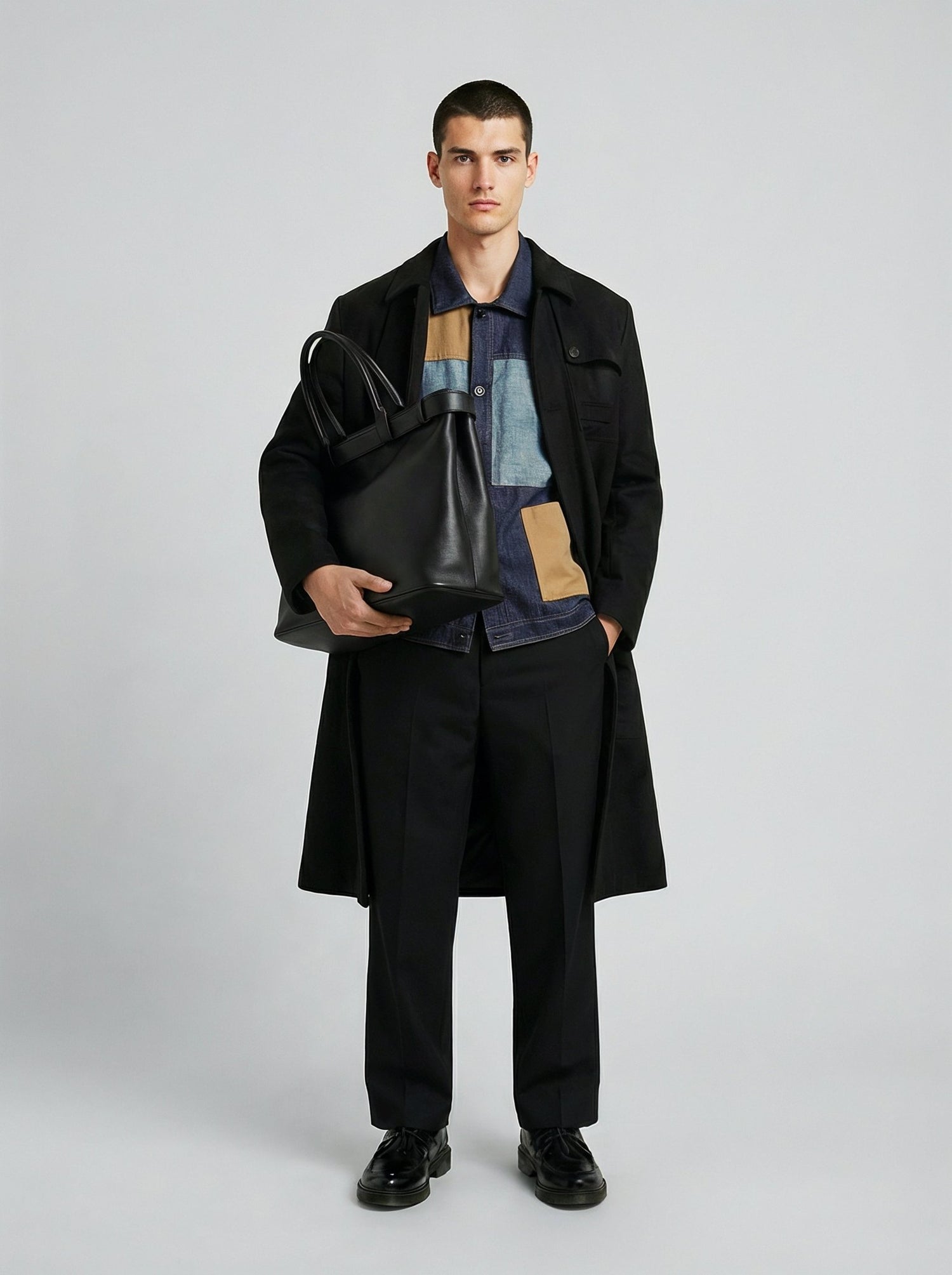 Cappotto in lana e cashmere nero uomo, Lebrun Paris, Made in France