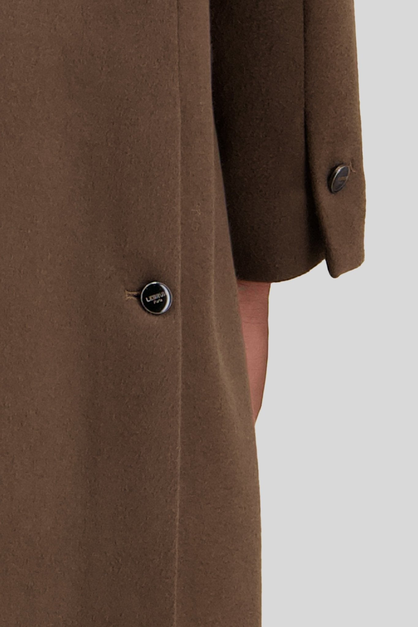 Cappotto lungo in lana e cashmere marrone uomo, Lebrun Paris, Made in France
