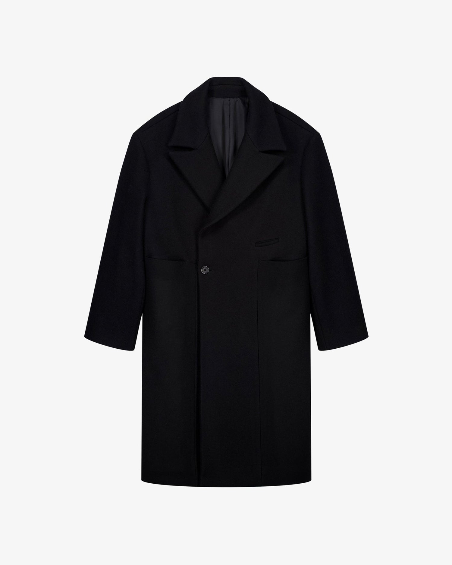 Cappotto doppiopetto in lana nera uomo, Lebrun Paris, Made in France