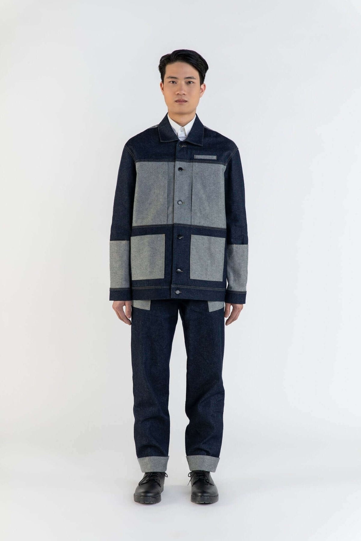 남성용 네이비 블루 코튼 워커 재킷, Lebrun Paris, Made in France