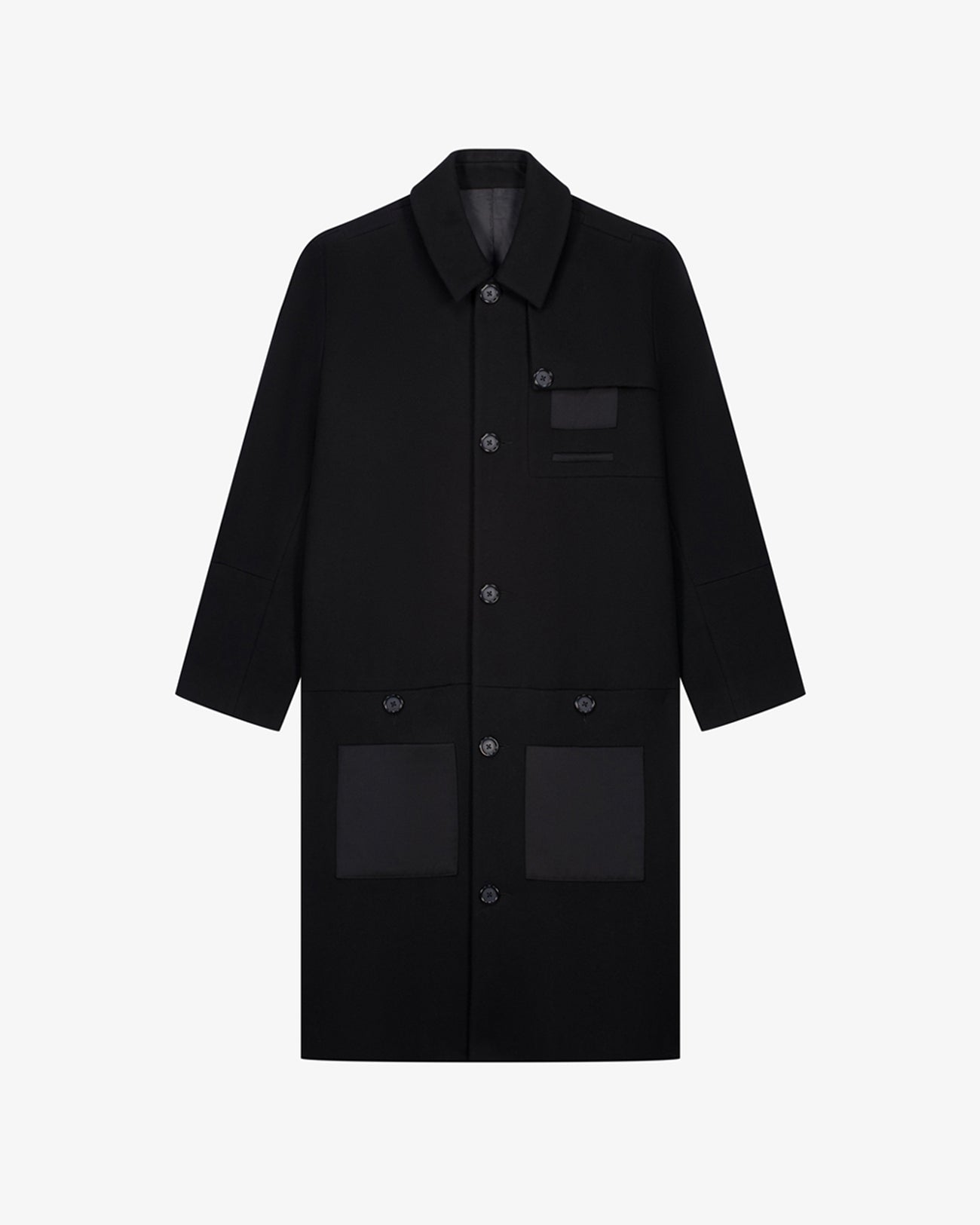 男士黑色羊毛开士米大衣,Lebrun Paris,Made in France