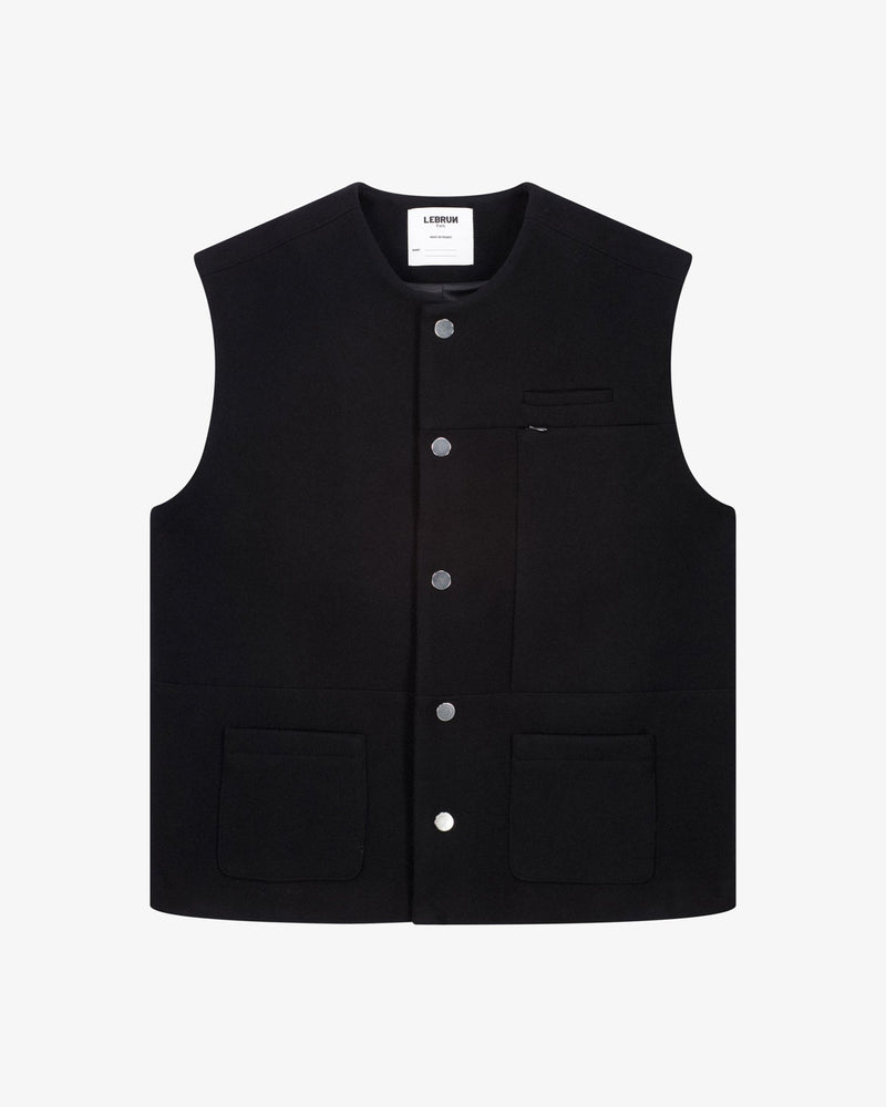 LA VESTE SANS MANCHES NOIRE EN LAINE - Lebrun Paris