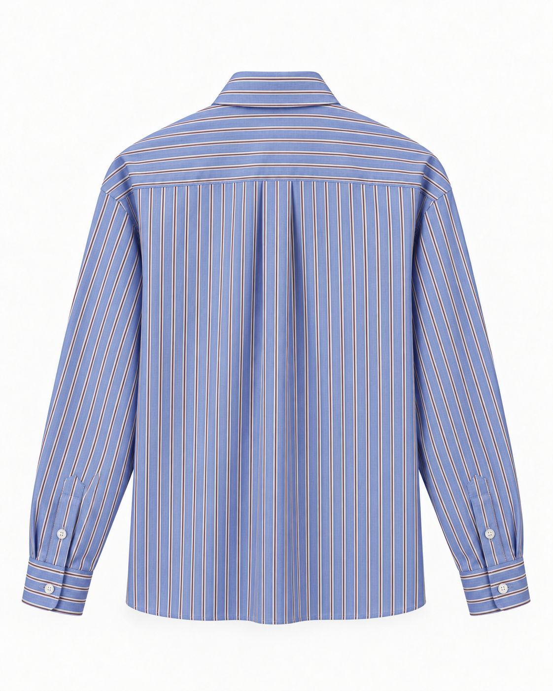 Camisa Oversize Azul Rayas Burdeos Lebrun Paris, popelín italiano 100 % algodón, vista de espalda