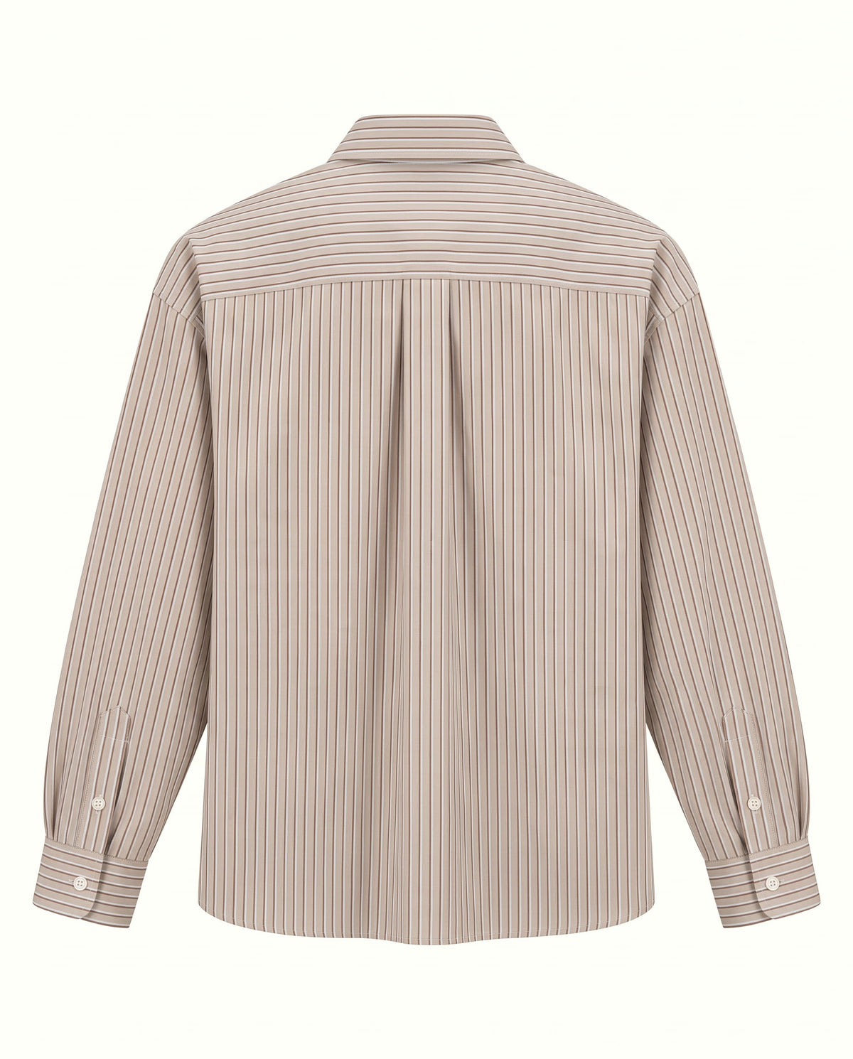 Chemise oversize beige à rayures blanches et bordeaux Lebrun Paris, vue de dos