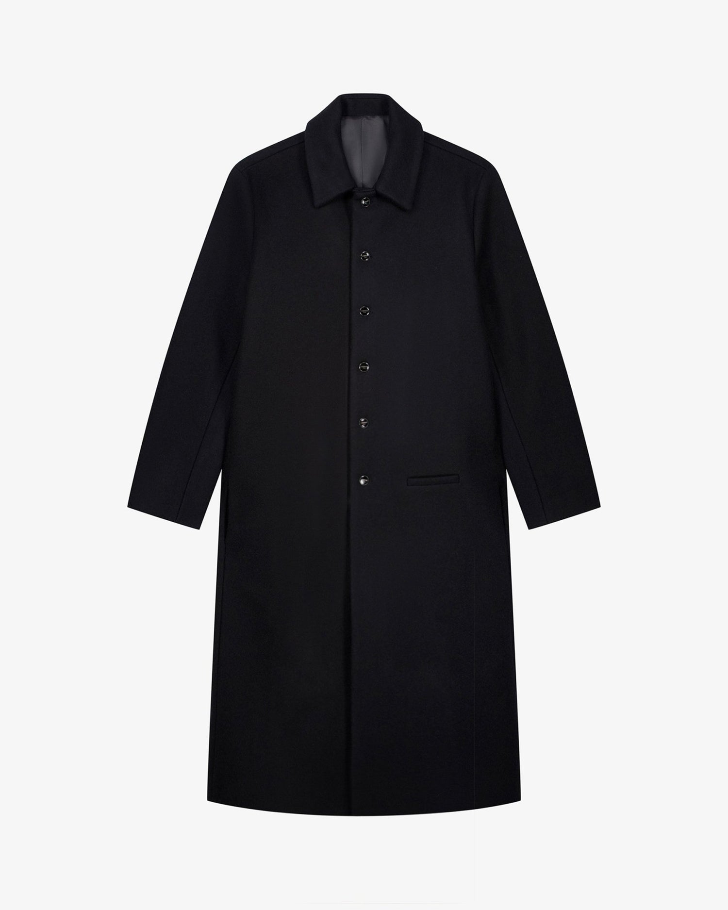 Cappotto lungo in lana nera minimal uomo, Lebrun Paris, Made in France
