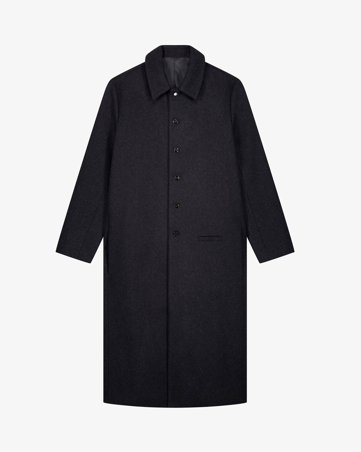 Cappotto lungo in lana grigia minimal uomo, Lebrun Paris, Made in France