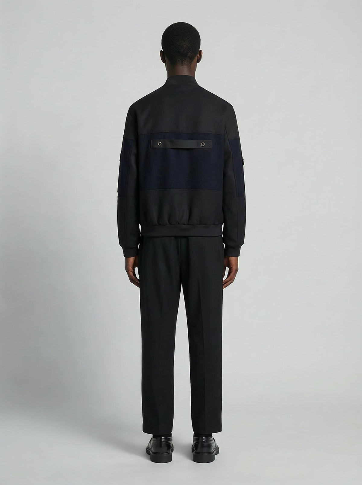 男士黑蓝双色羊毛开士米飞行员夹克，Lebrun Paris，Made in France