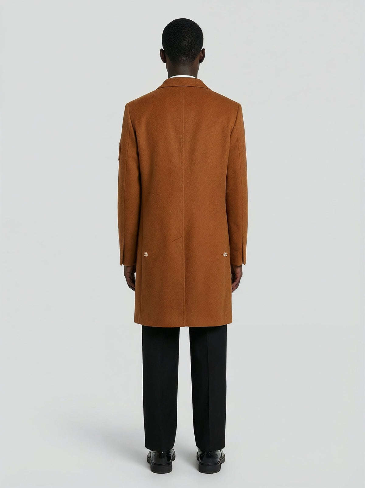 남성용 카멜 울 캐시미어 코트, Lebrun Paris, Made in France
