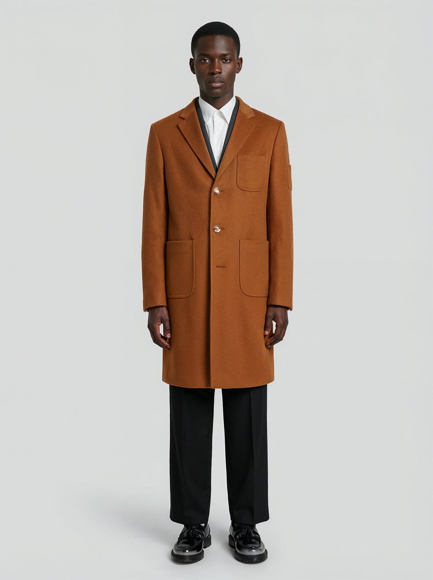 Cappotto in lana e cashmere cammello uomo, Lebrun Paris, Made in France