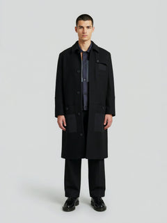 Cappotto in lana e cashmere nero uomo, Lebrun Paris, Made in France