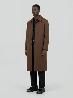 Manteau marron long en laine & cachemire - Lebrun Paris