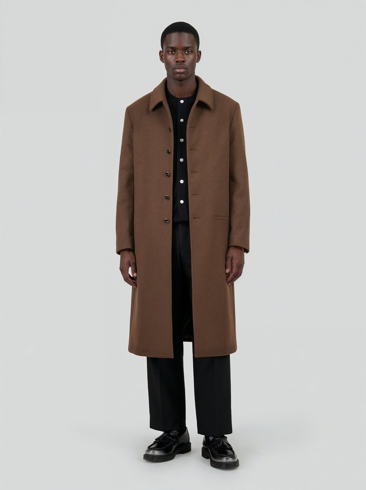 Manteau marron long en laine & cachemire - Lebrun Paris