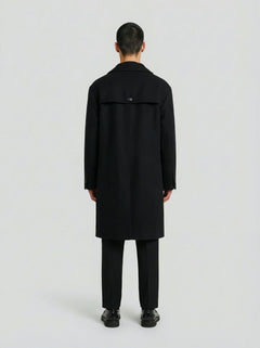Cappotto doppiopetto in lana nera uomo, Lebrun Paris, Made in France