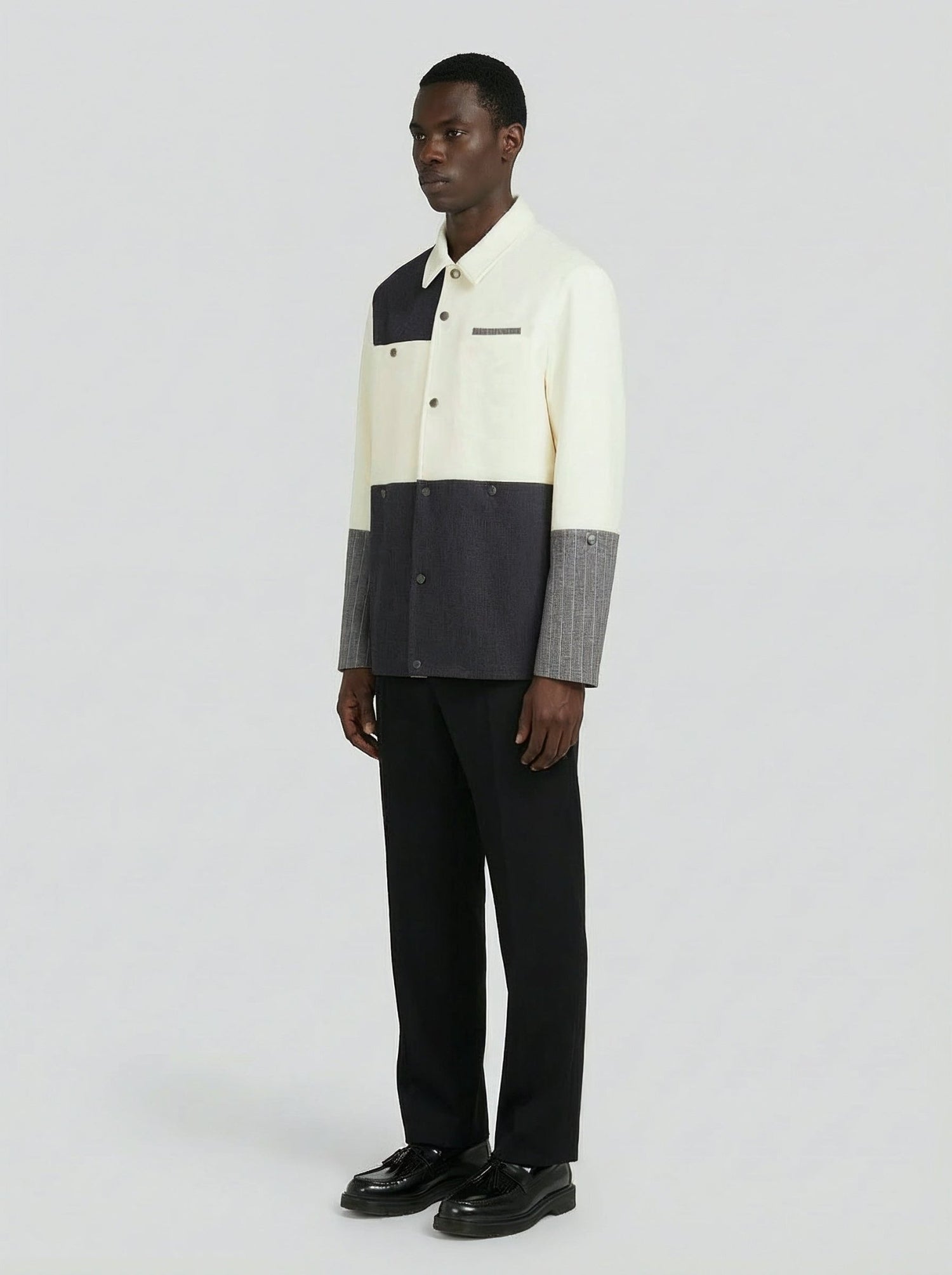 LA VESTE COACH BLANCHE & GRISE EN LAINE & CACHEMIRE - Lebrun Paris