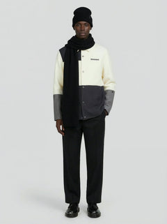 LA VESTE COACH BLANCHE & GRISE EN LAINE & CACHEMIRE - Lebrun Paris