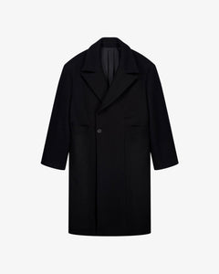 Cappotto doppiopetto in lana nera uomo, Lebrun Paris, Made in France