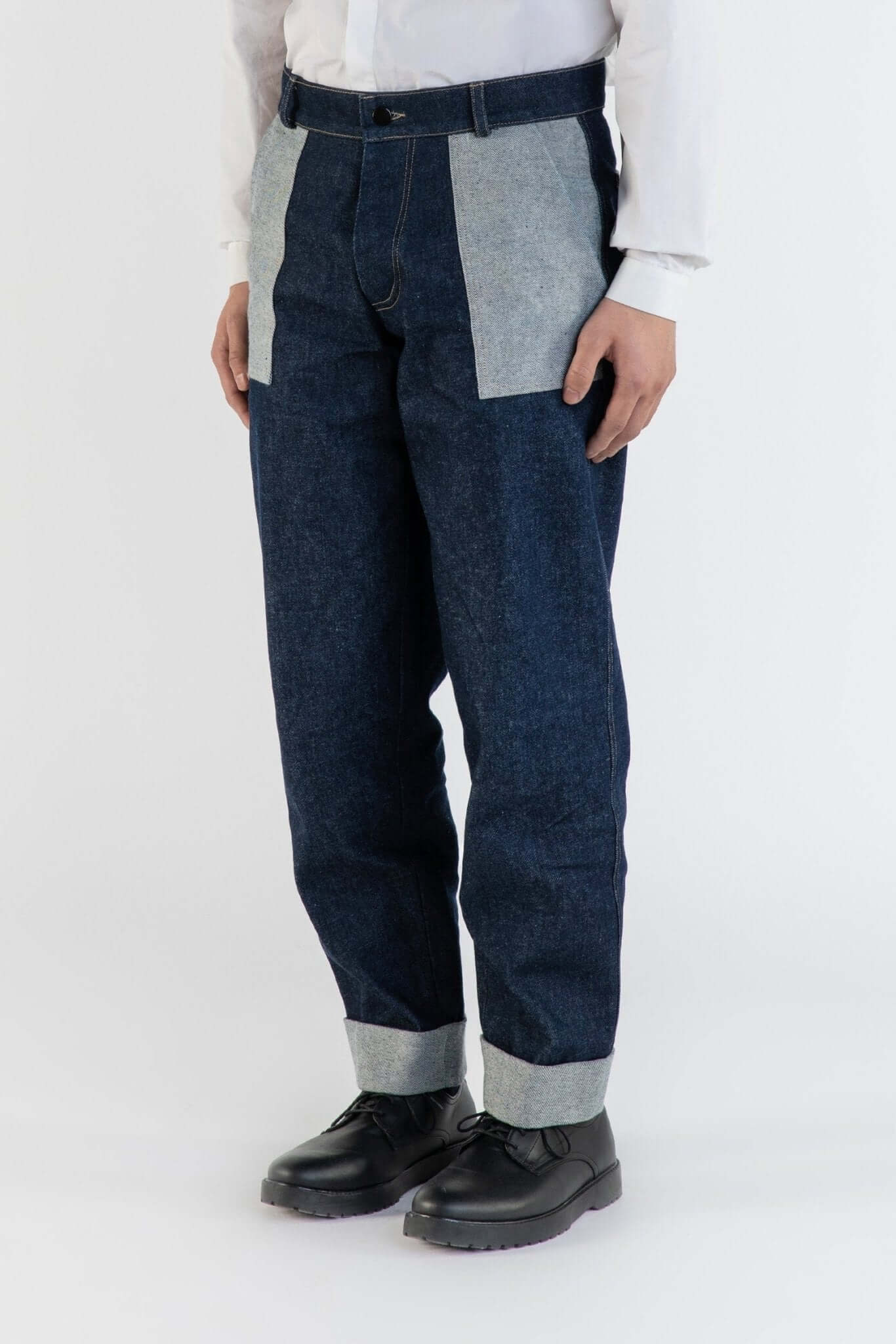 Jeans cargo in cotone blu uomo, Lebrun Paris, Made in France