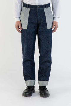 Jeans cargo in cotone blu uomo, Lebrun Paris, Made in France