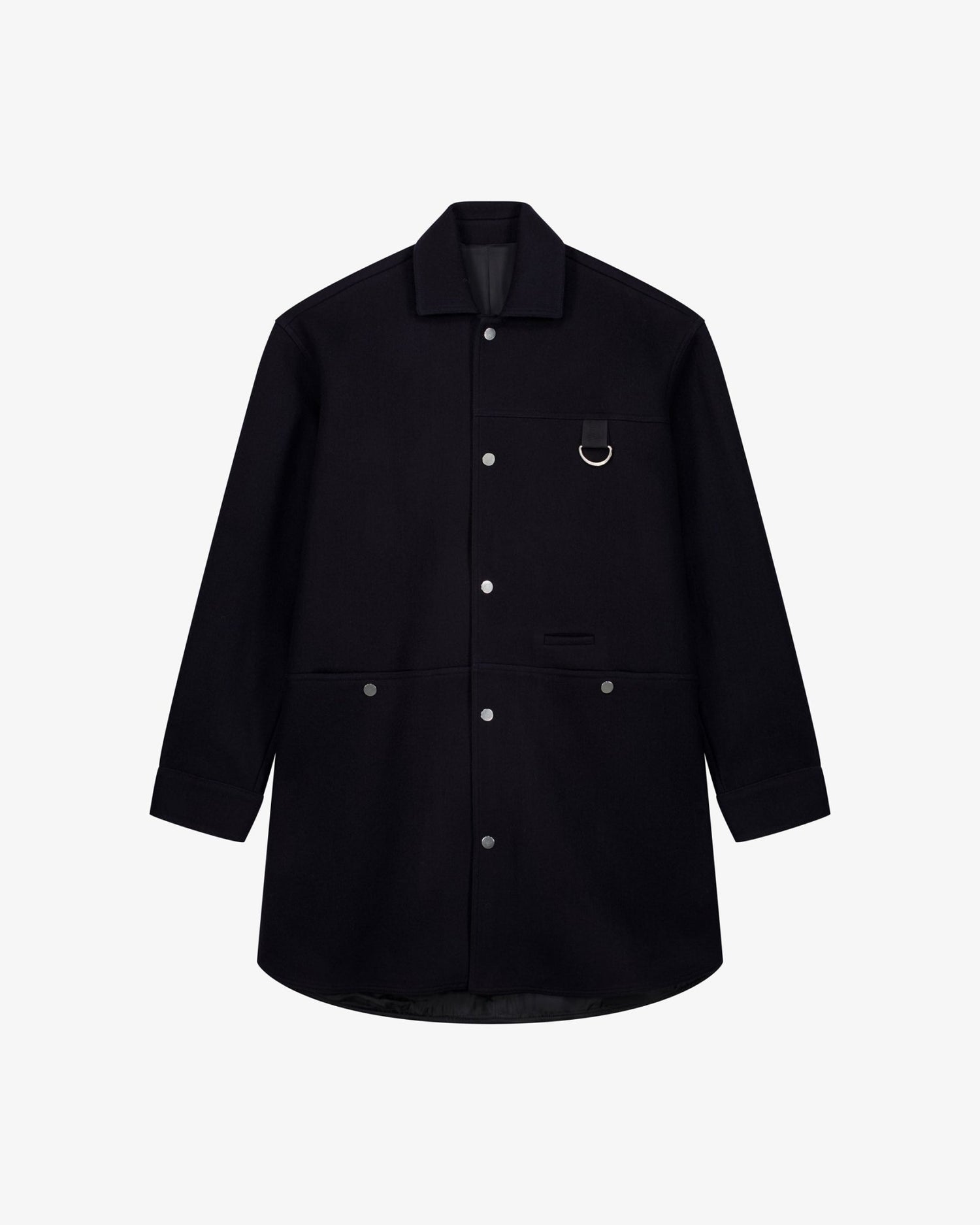 Cappotto camicia in lana 900g blu uomo, Lebrun Paris, Made in France