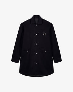 Cappotto camicia in lana 900g blu uomo, Lebrun Paris, Made in France