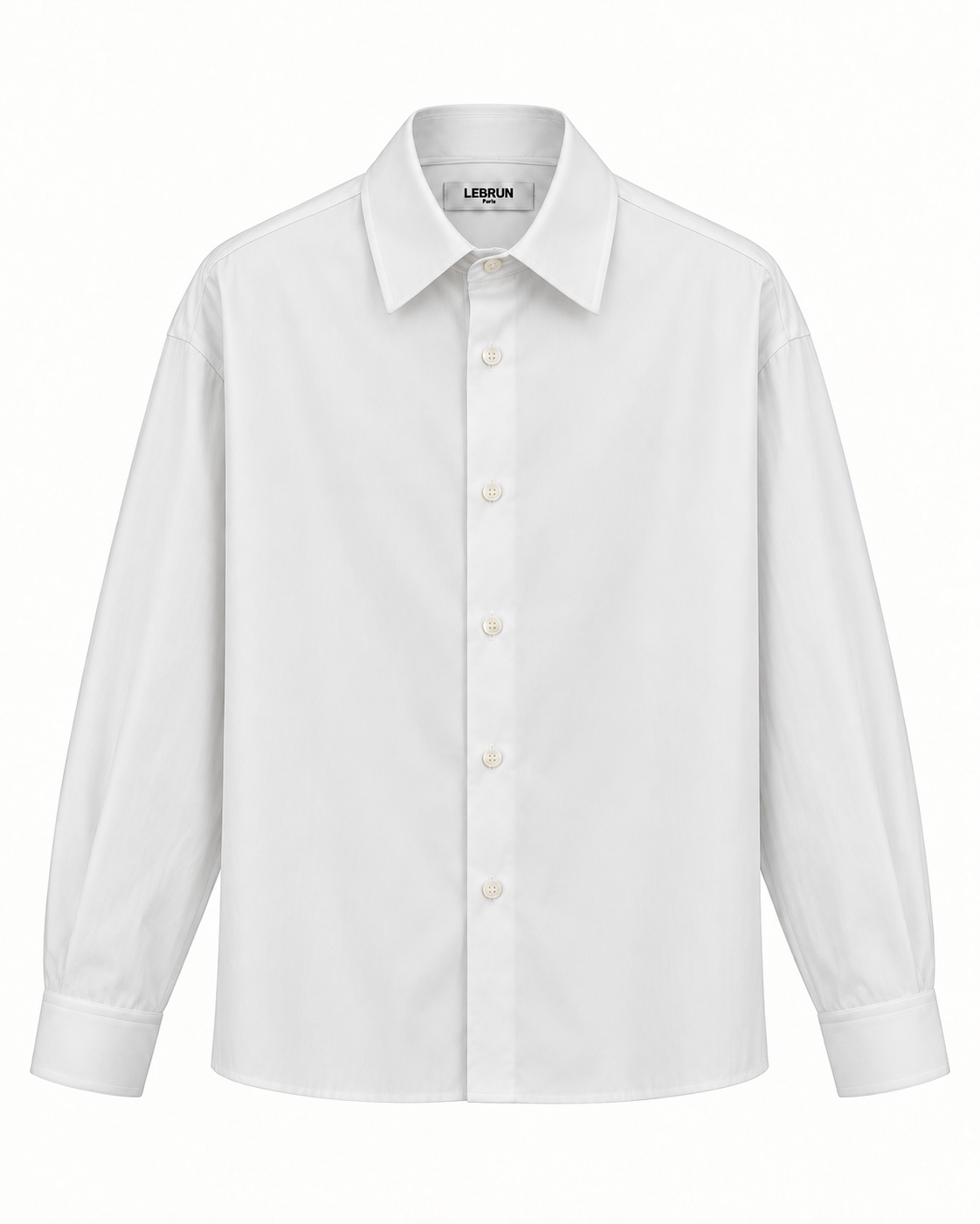 Lebrun Paris White Oversize Shirt, Italian 100% cotton poplin, front view