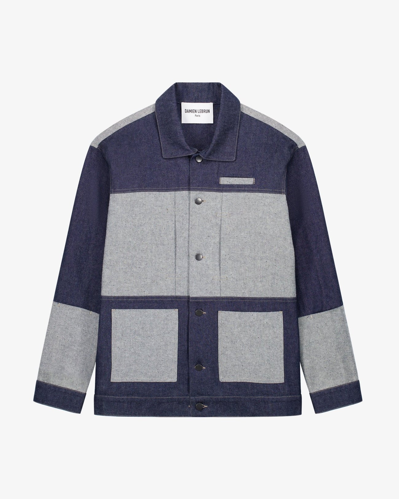 남성용 네이비 블루 코튼 워커 재킷, Lebrun Paris, Made in France