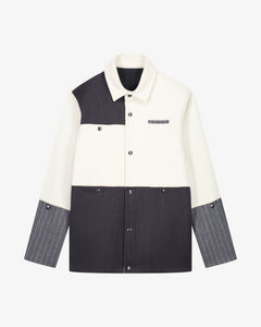 LA VESTE COACH BLANCHE & GRISE EN LAINE & CACHEMIRE - Lebrun Paris
