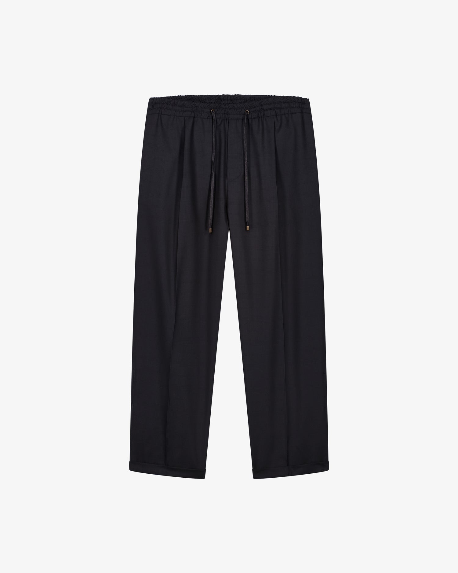 Pantalone in lana nera con pince e cintura elastica uomo, Lebrun Paris, Made in France