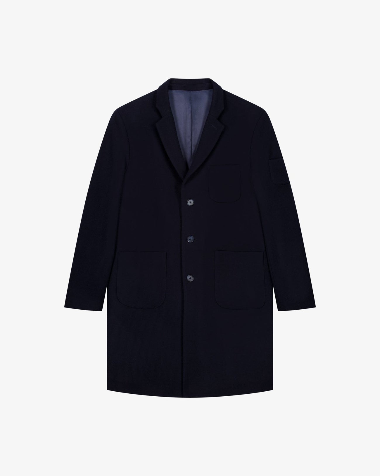 Cappotto in lana e cashmere blu uomo, Lebrun Paris, Made in France