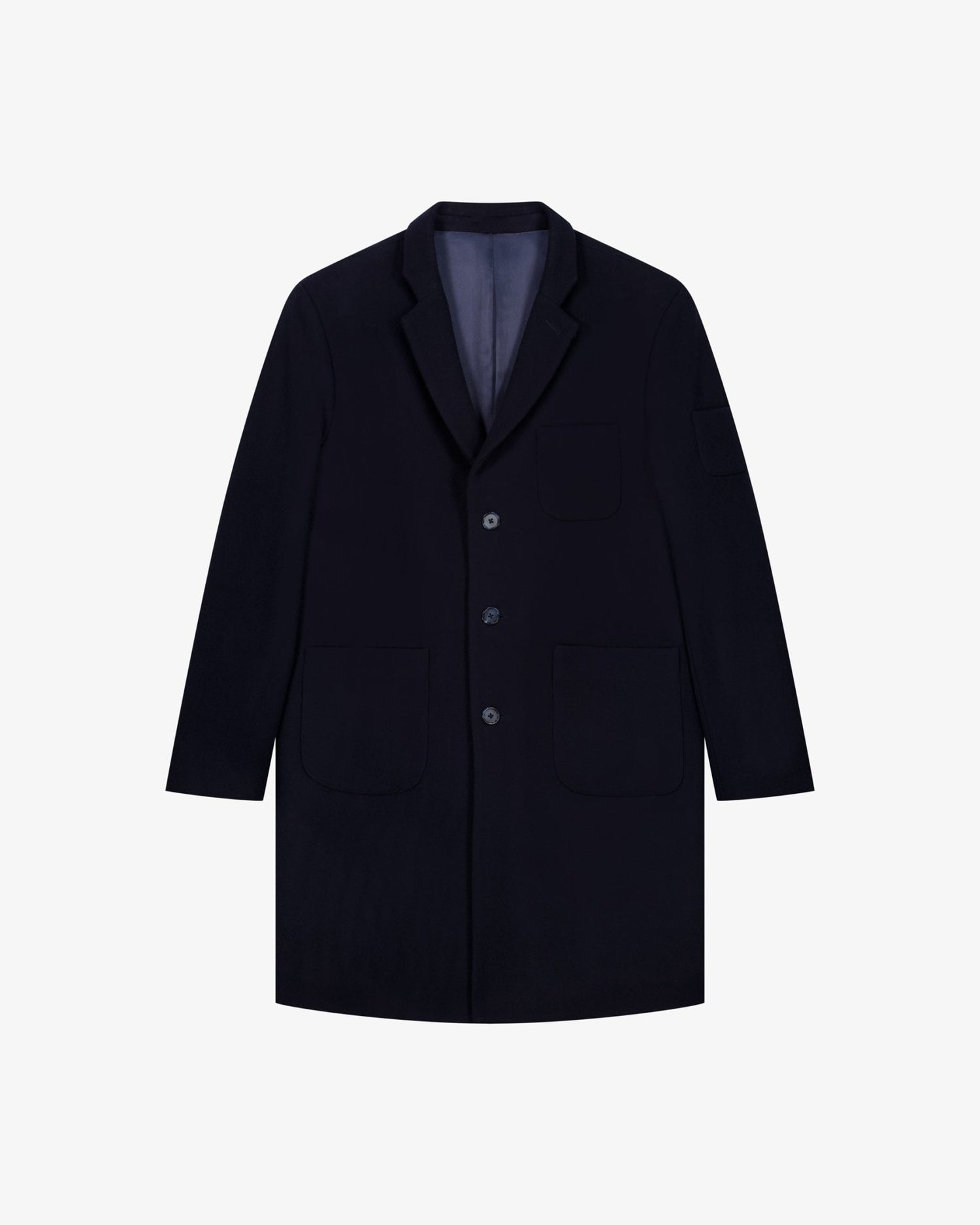 Cappotto in lana e cashmere blu uomo, Lebrun Paris, Made in France