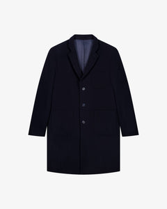 Cappotto in lana e cashmere blu uomo, Lebrun Paris, Made in France