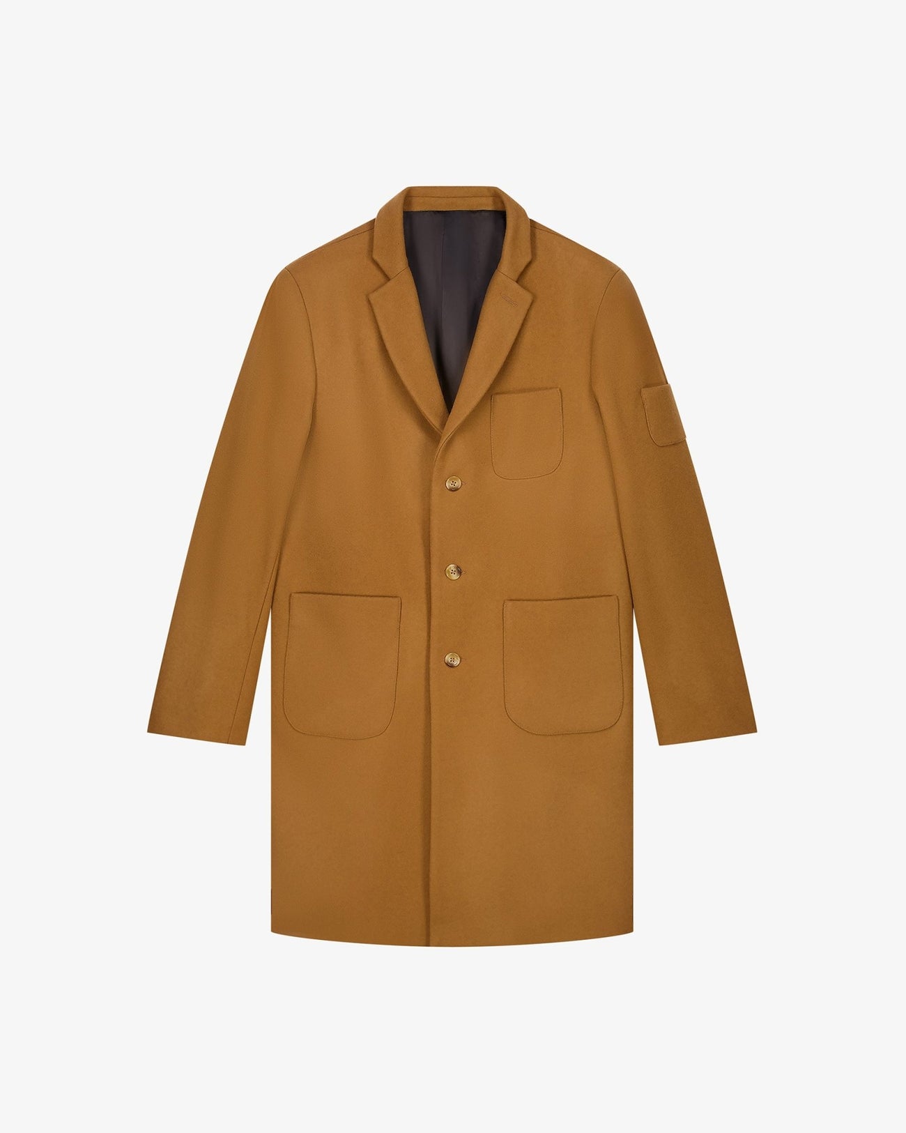 남성용 카멜 울 캐시미어 코트, Lebrun Paris, Made in France